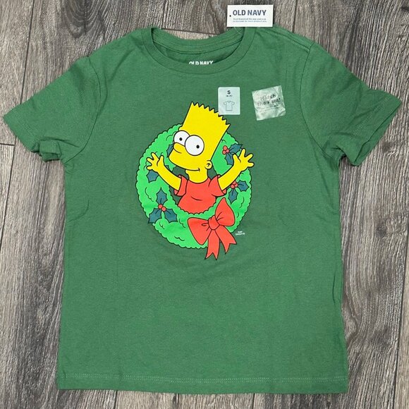 Old Navy Other - NWT Green Bart Simpson Christmas Holiday Graphic T-Shirt, Size S (6-7)